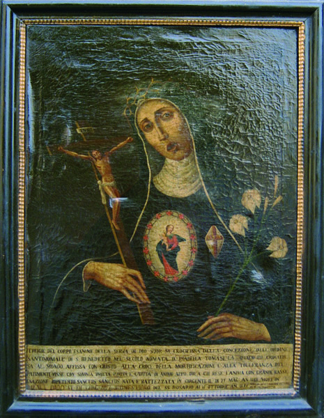 Suor Maria Crocifissa, in un quadro della chiesa di San Francesco, opera di Teresa Quattrocchi